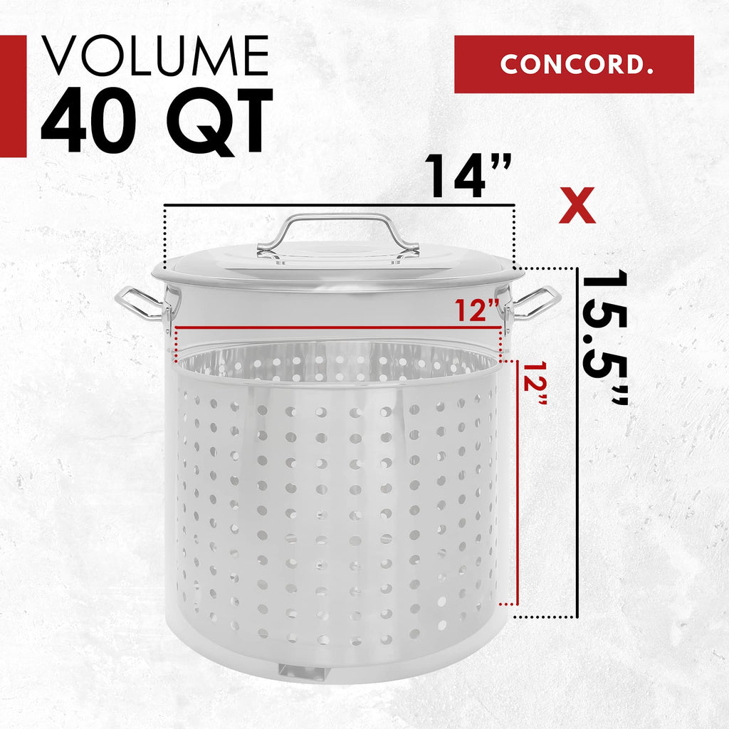 40 Quart Stainless Steel Stock Pot with Steamer Basket and Propane Stove N664