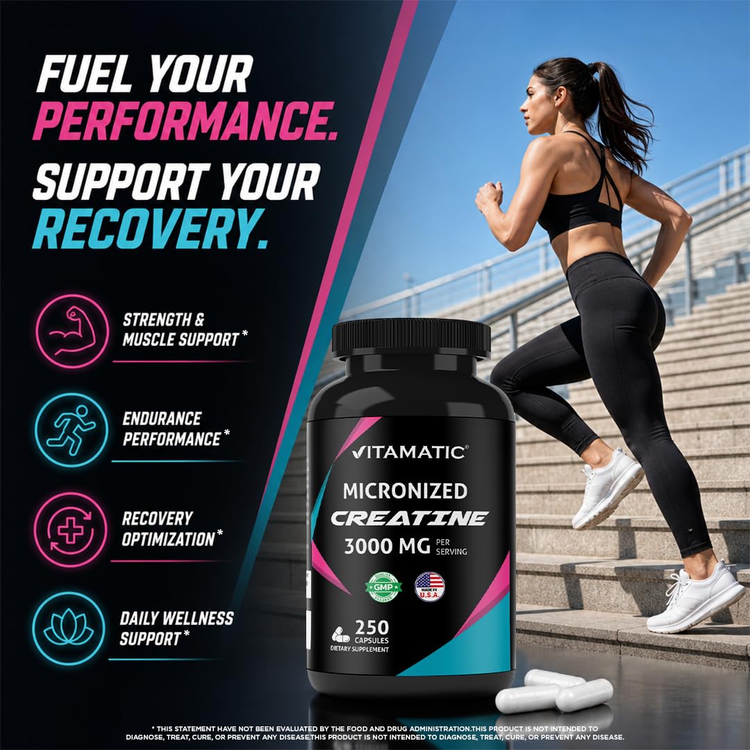 Micronized Creatine Monohydrate 3000 mg 250 Capsules J664