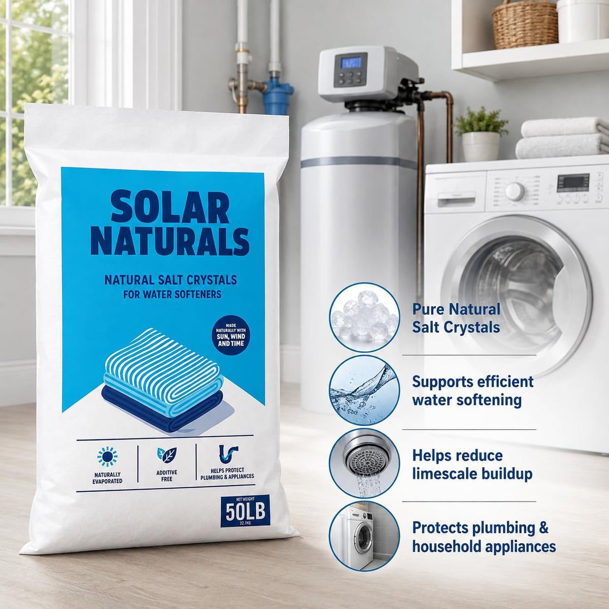 Natural Salt Crystals for Water Softeners, 50lb E278