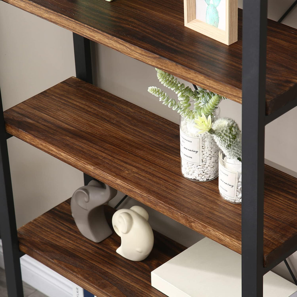 5 Tier Solid Wood Metal Bookcase R617597