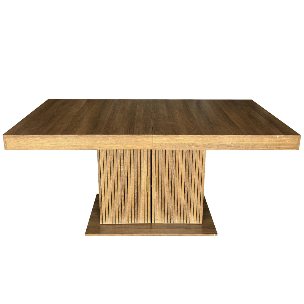 Brown 9 Piece Extendable Dining Table Set with 8 Suede Chairs D798680