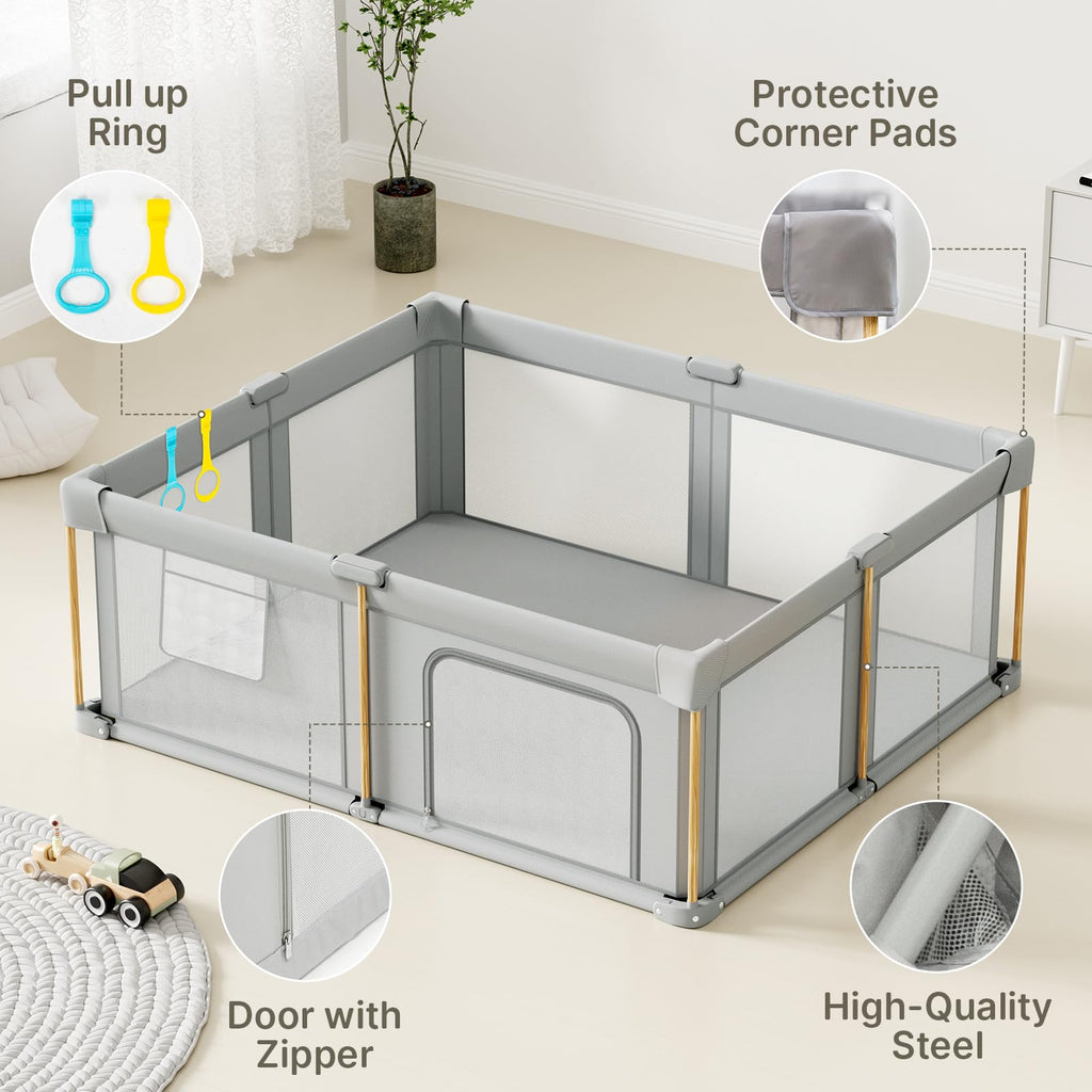 Foldable Baby Playpen with Mat J11856