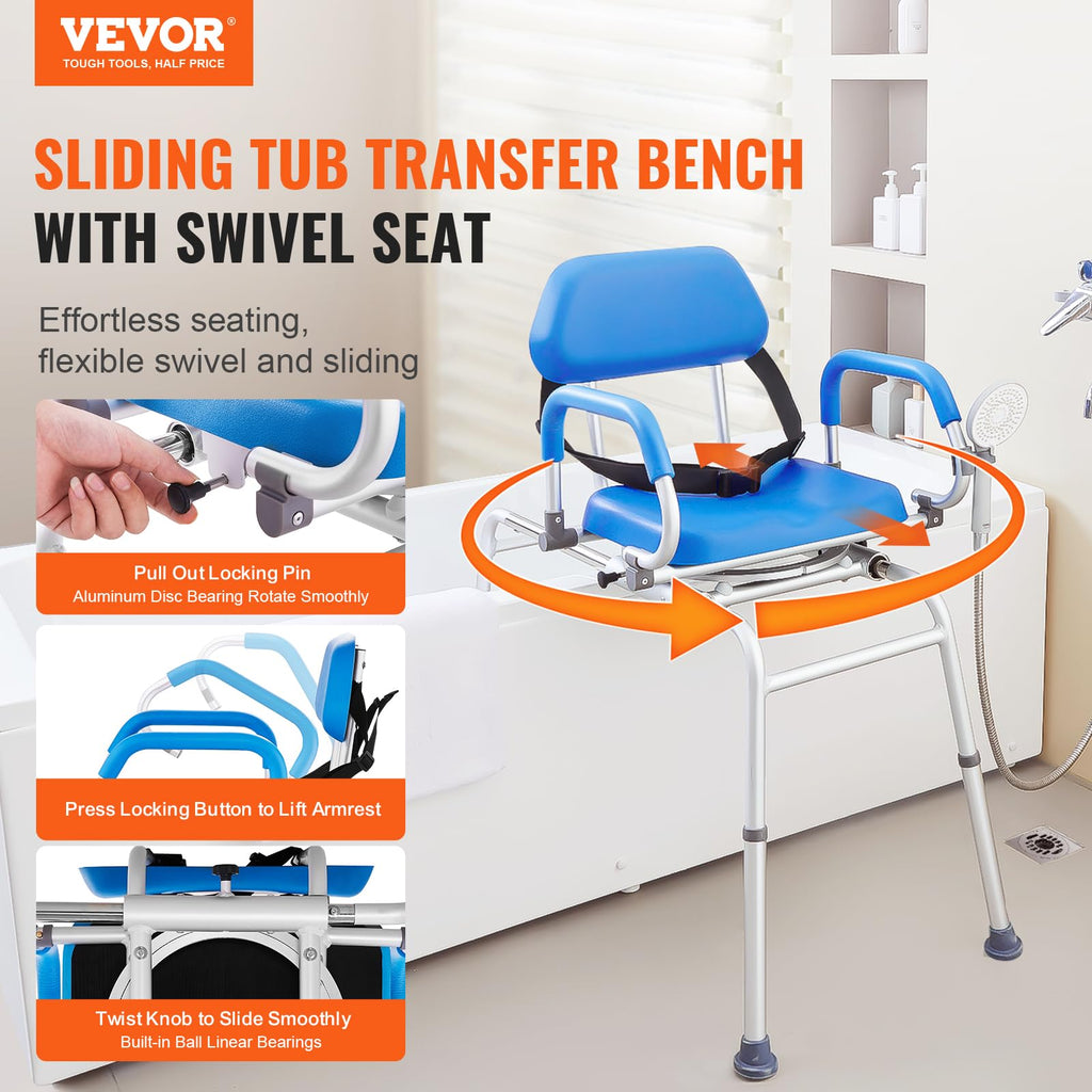 Sliding Tub Transfer Bench with 360 Degree Swivel Seat D849