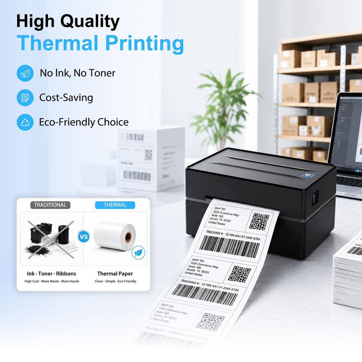 Thermal Shipping Label Printer 4x6 Bluetooth B216