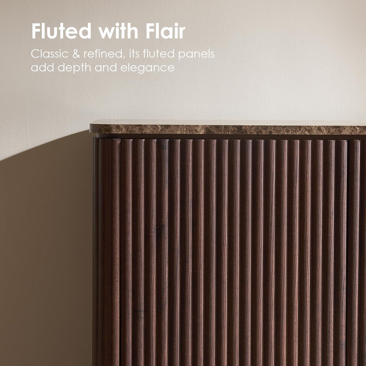 34" Dark Oak Fluted Sideboard Cabinet N329541