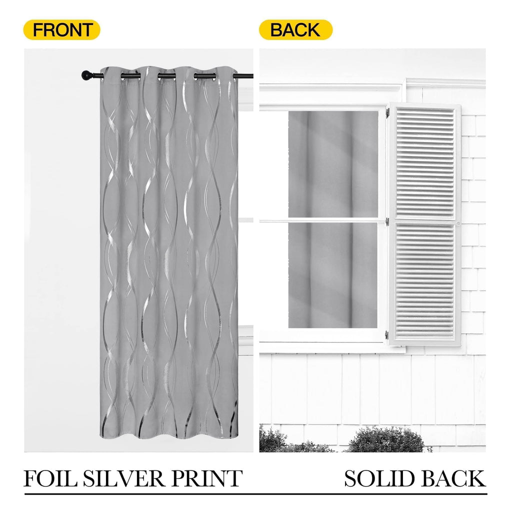 Silver Grey Pattern Curtains 52 x 84 Inch J83488