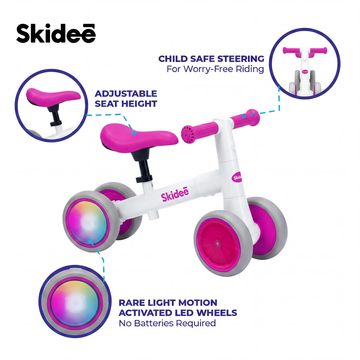 4-Wheel Toddler Balance Bike with LED Wheels I838