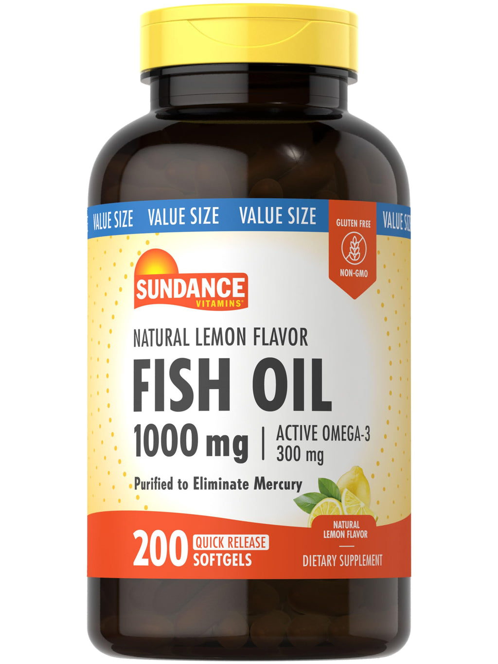 Fish Oil Softgels 1000mg Omega-3 200 Softgels U72274