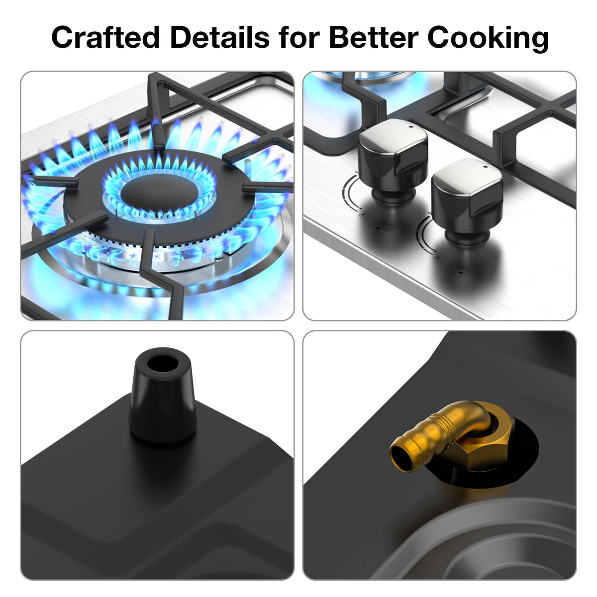 24 Inch 4 Burner Stainless Steel Gas Cooktop U335