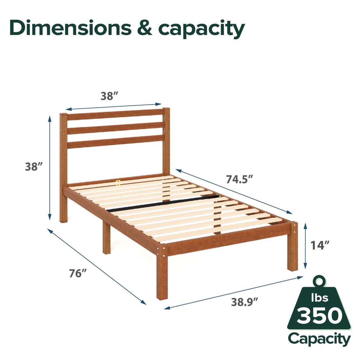 Twin Bamboo Platform Bed Frame with Headboard L96602