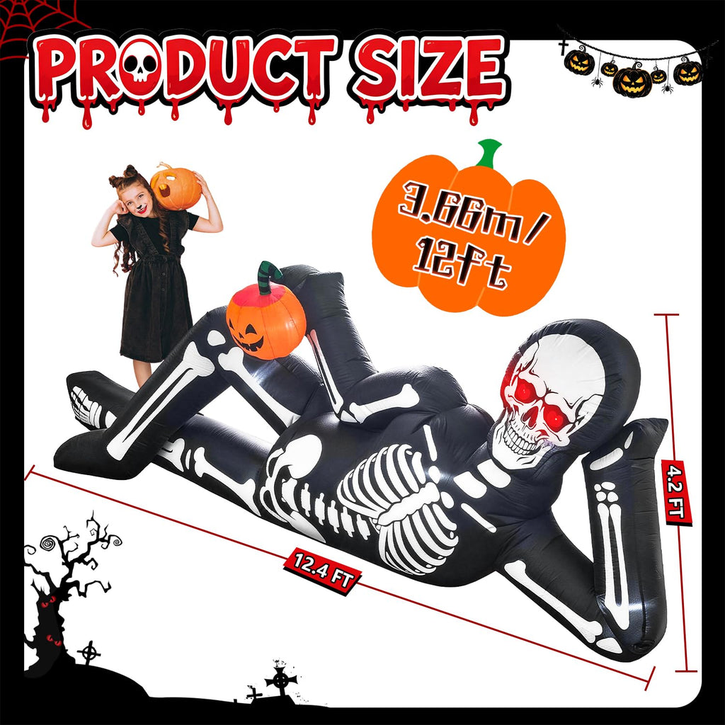 12FT Halloween Inflatable Lying Skeleton Decoration X97880