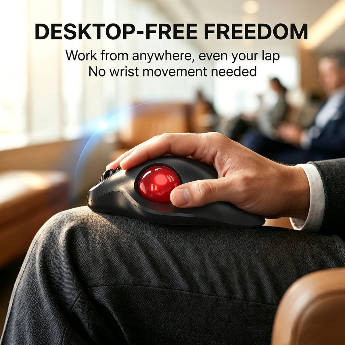 Wireless Trackball Mouse, Ergonomic with 30° Tilt, 5 DPI, Red T869147