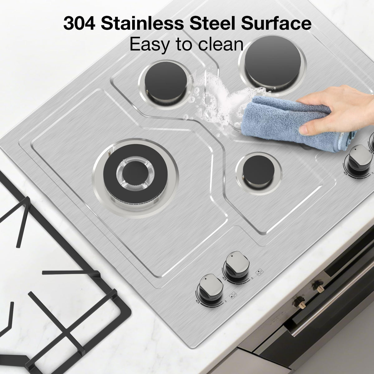 24 Inch 4 Burner Stainless Steel Gas Cooktop U335