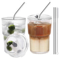 16 OZ Clear Plastic Iced Coffee Cups with Lids and Straws 2 Pcs G499