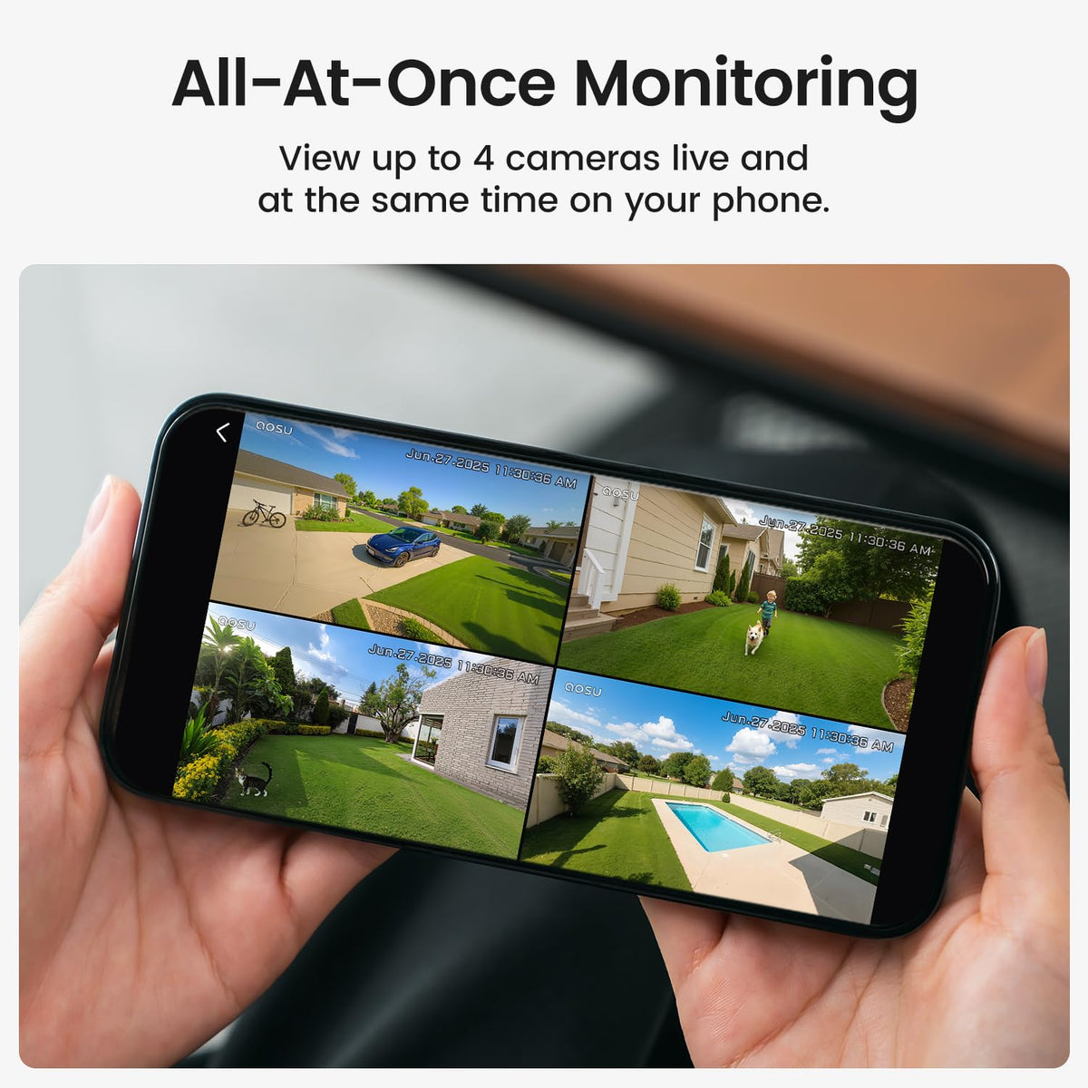2K QHD Solar Security Cameras Wireless Outdoor System U5947