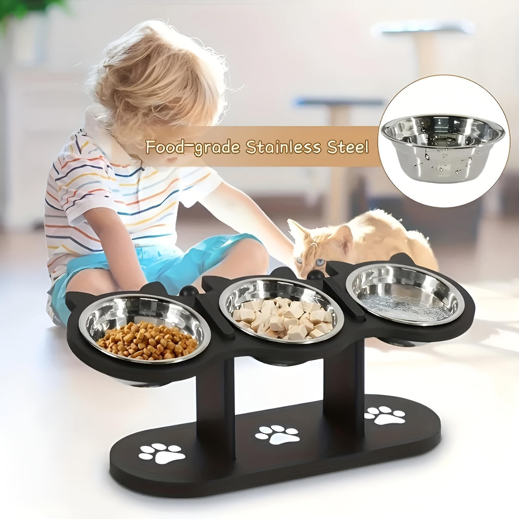 Raised Cat Bowls with 3 Stainless Steel Bowls U893761