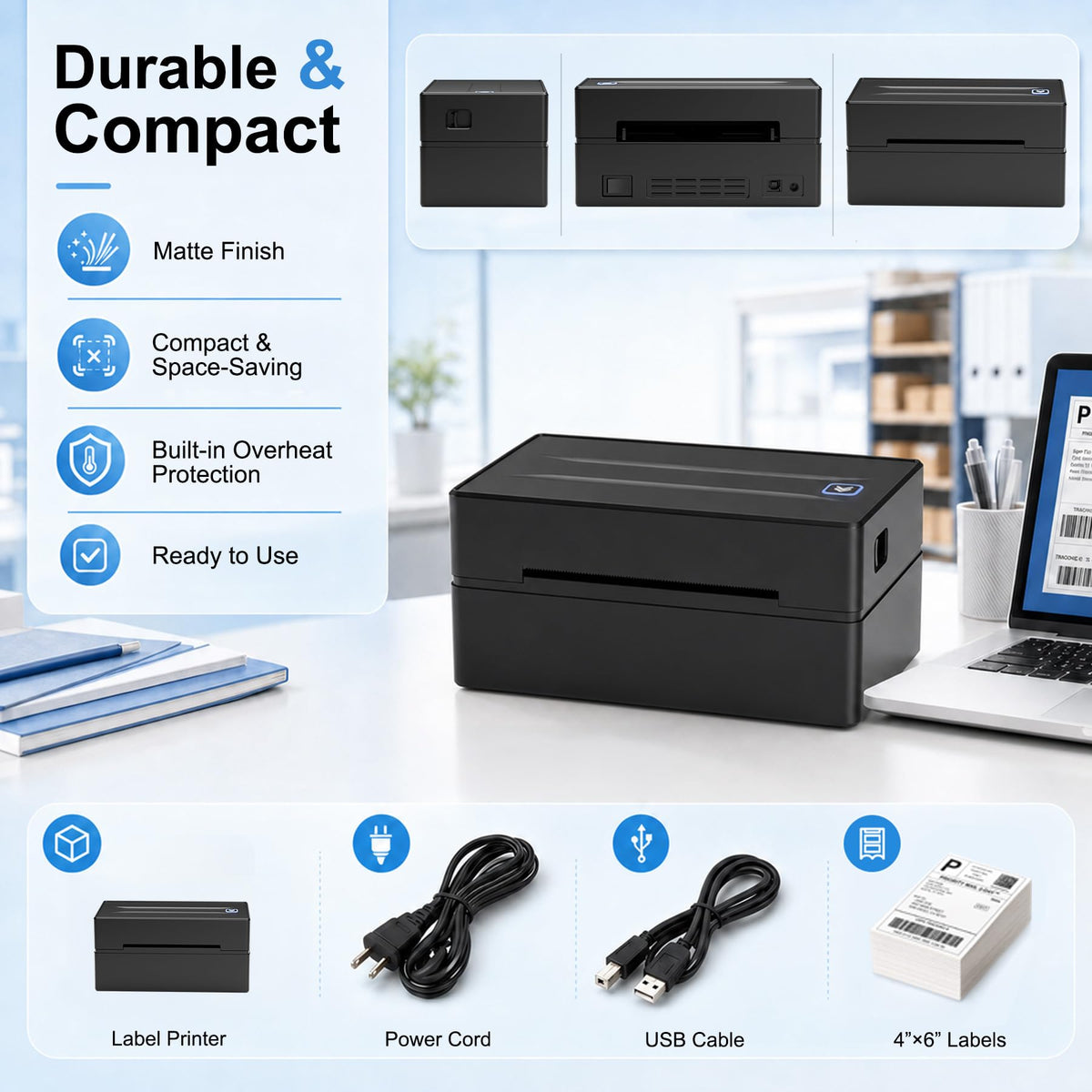 Thermal Shipping Label Printer 4x6 Bluetooth B216