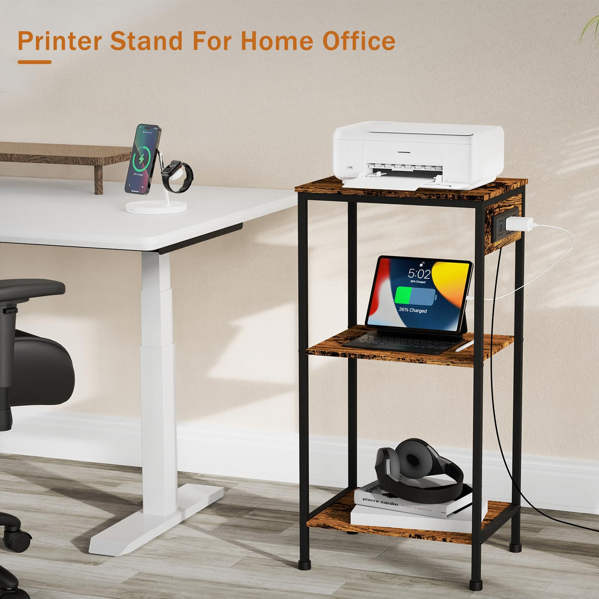 Tall End Table with Charging Station A17408