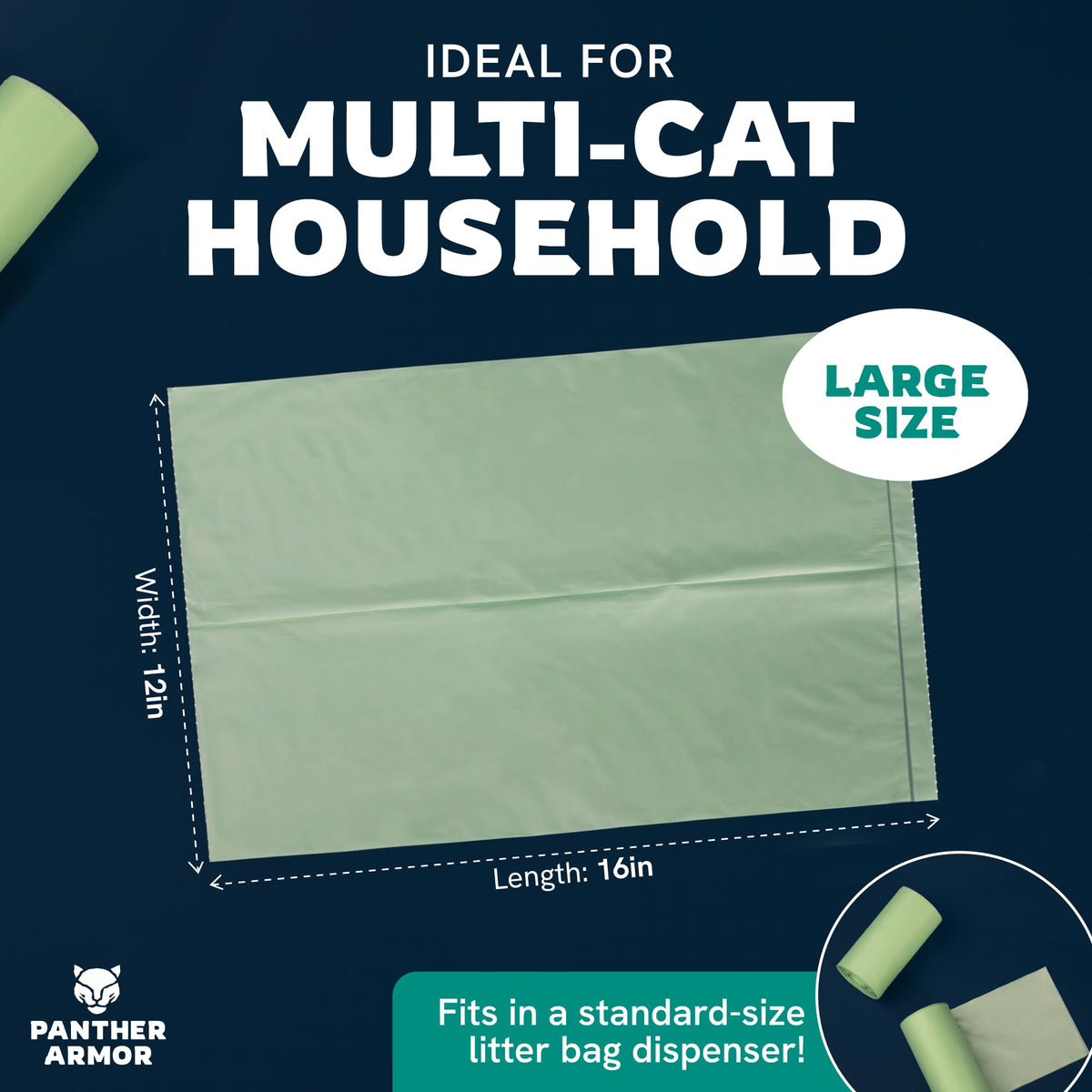 100 Large Compostable Unscented Cat Litter Bags E103515
