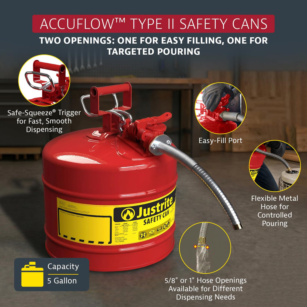 Red Galvanized Steel Gasoline Safety Can R982766