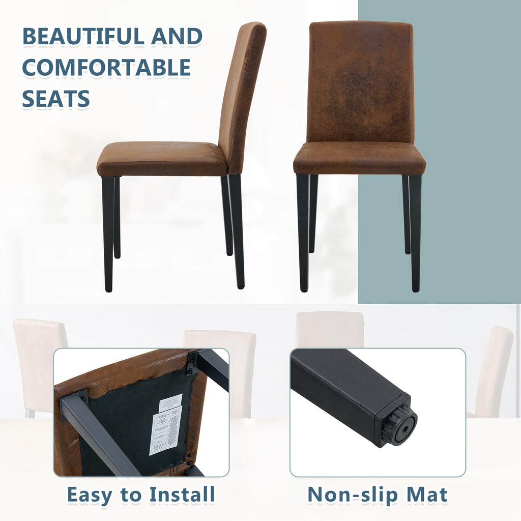 Brown 9 Piece Extendable Dining Table Set with 8 Suede Chairs D798680