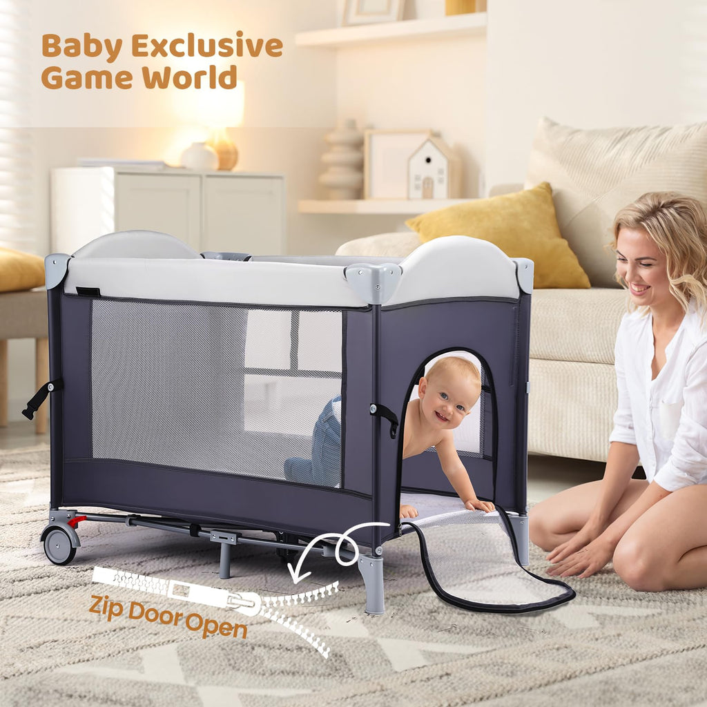 5 in 1 Pack and Play with Bassinet and Changing Table I4108