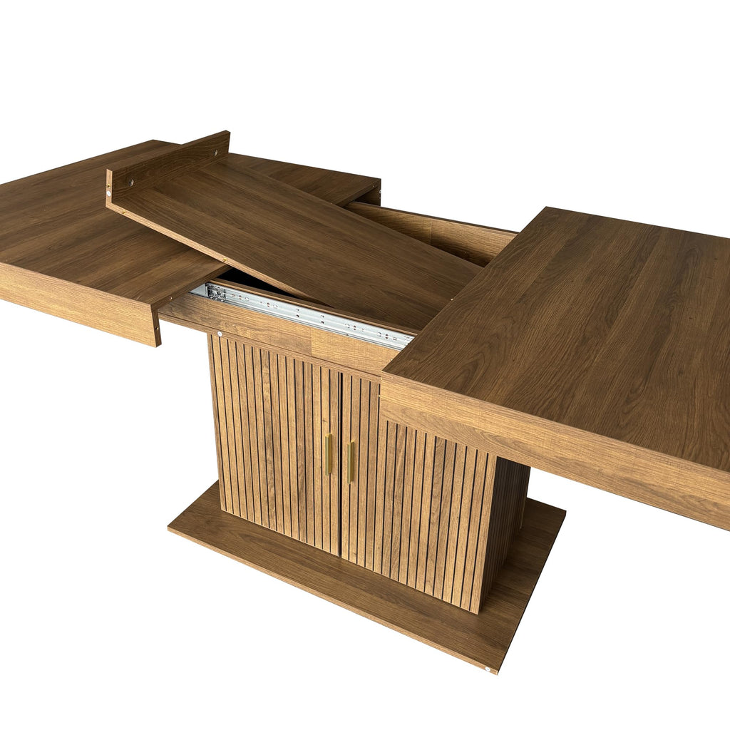 Brown 9 Piece Extendable Dining Table Set with 8 Suede Chairs D798680