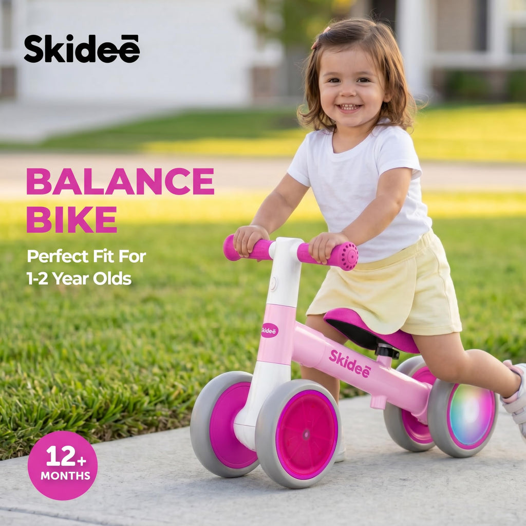 4-Wheel Toddler Balance Bike with LED Wheels I838
