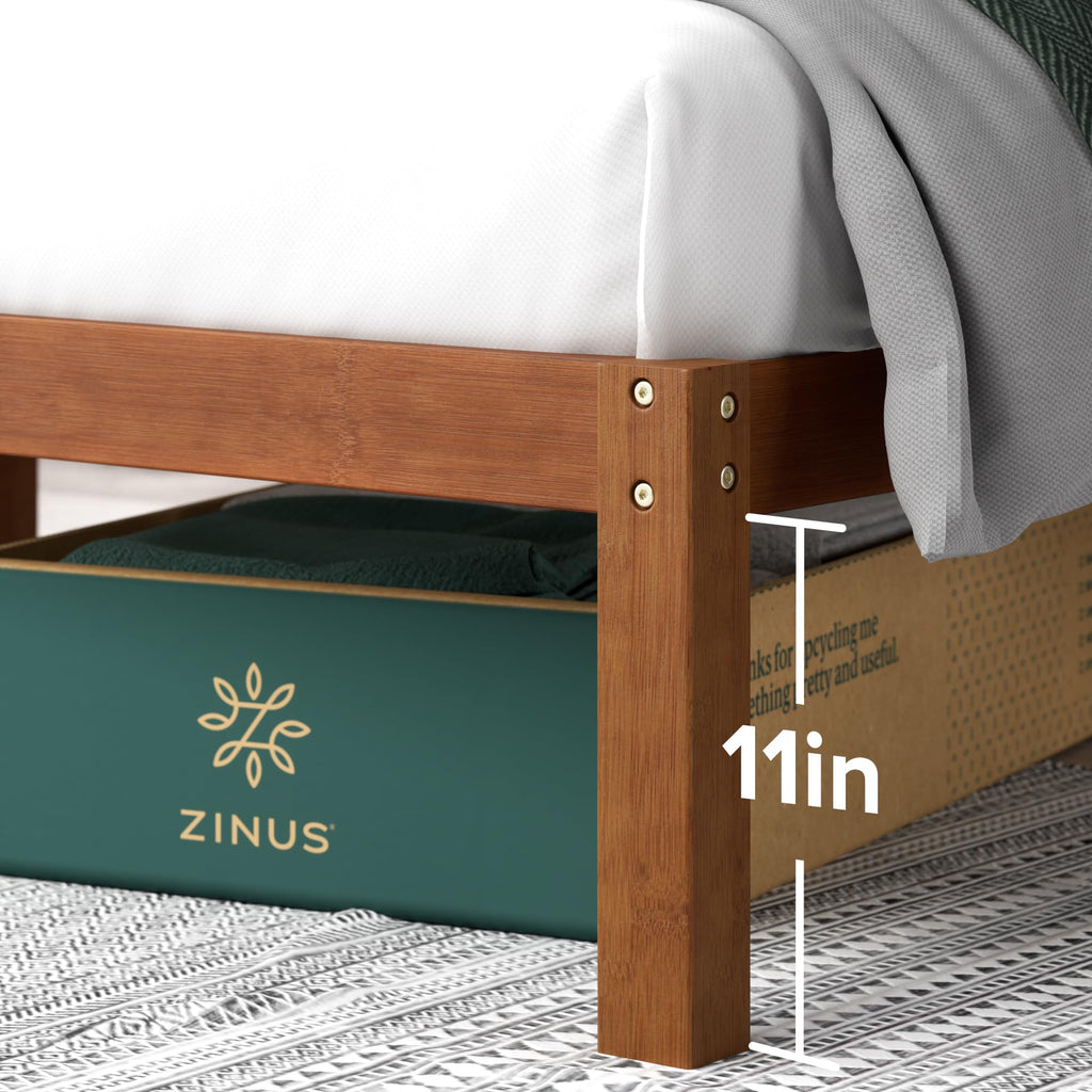 Twin Bamboo Platform Bed Frame with Headboard L96602