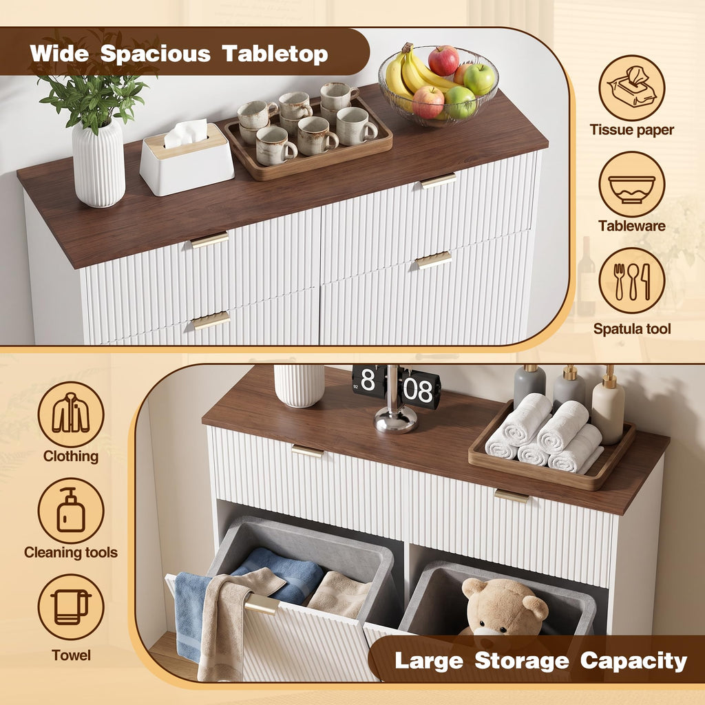 White and Dark Walnut Tilt Out Trash Cabinet M7469