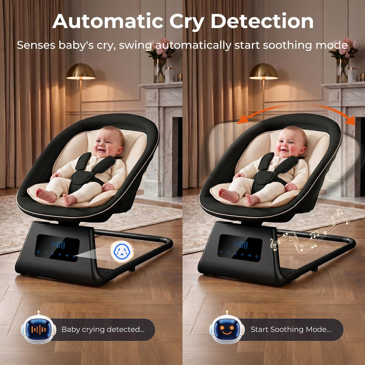 7 in 1 Pack and Play with Bassinet and Changing Station, Portable Electric Baby Swing T8174