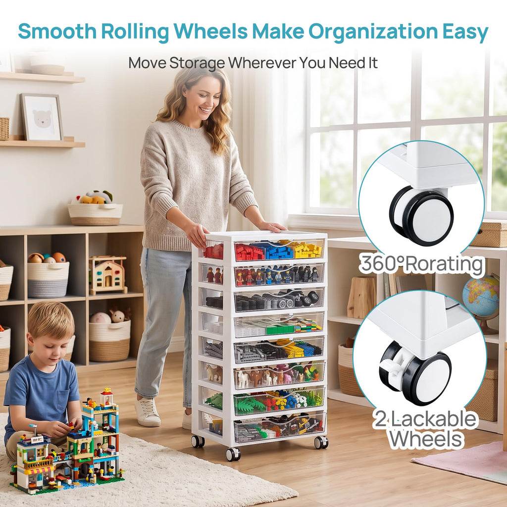 8 Tier Rolling Cart with Drawers T357