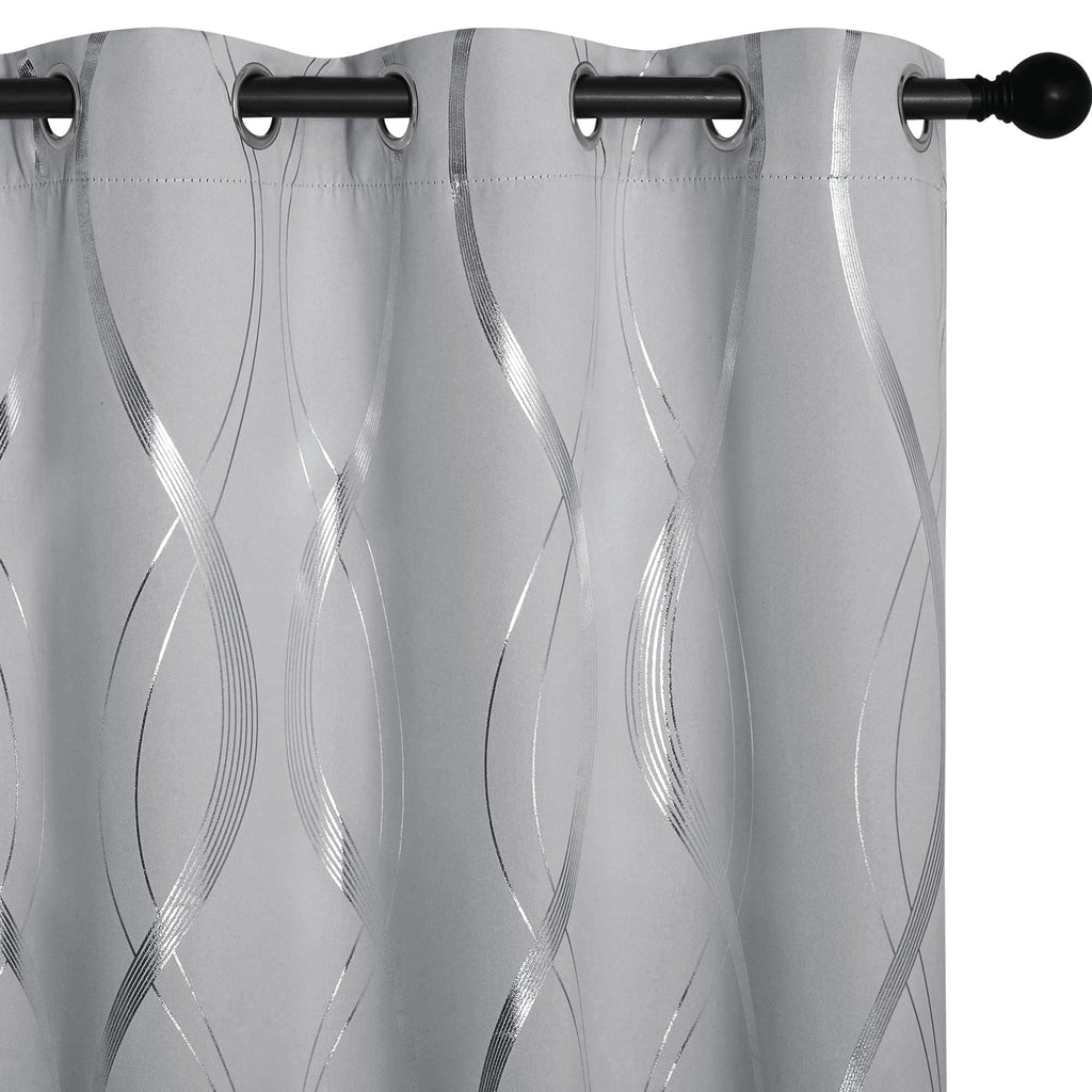 Silver Grey Pattern Curtains 52 x 84 Inch J83488
