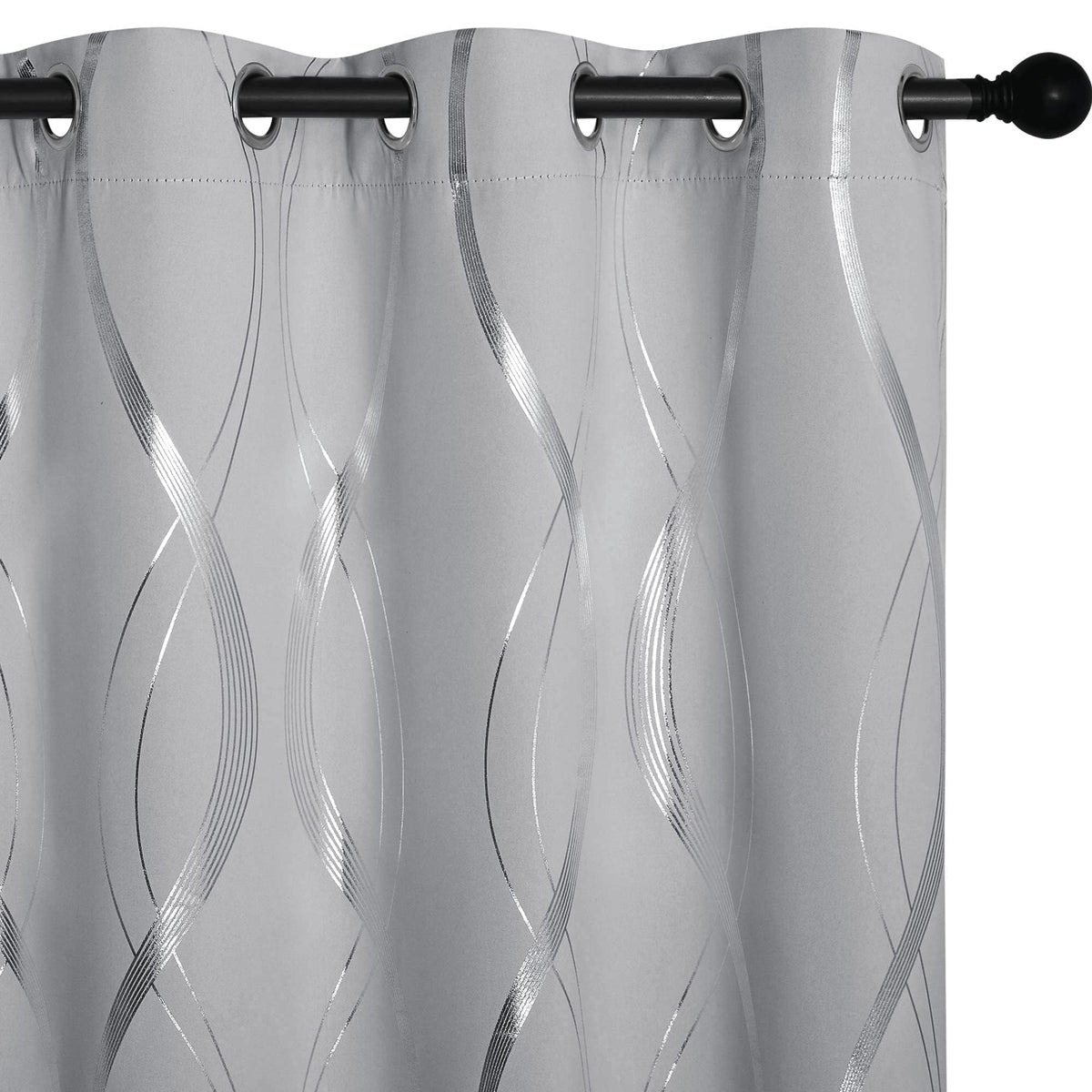 Silver Grey Pattern Curtains 52 x 84 Inch J83488
