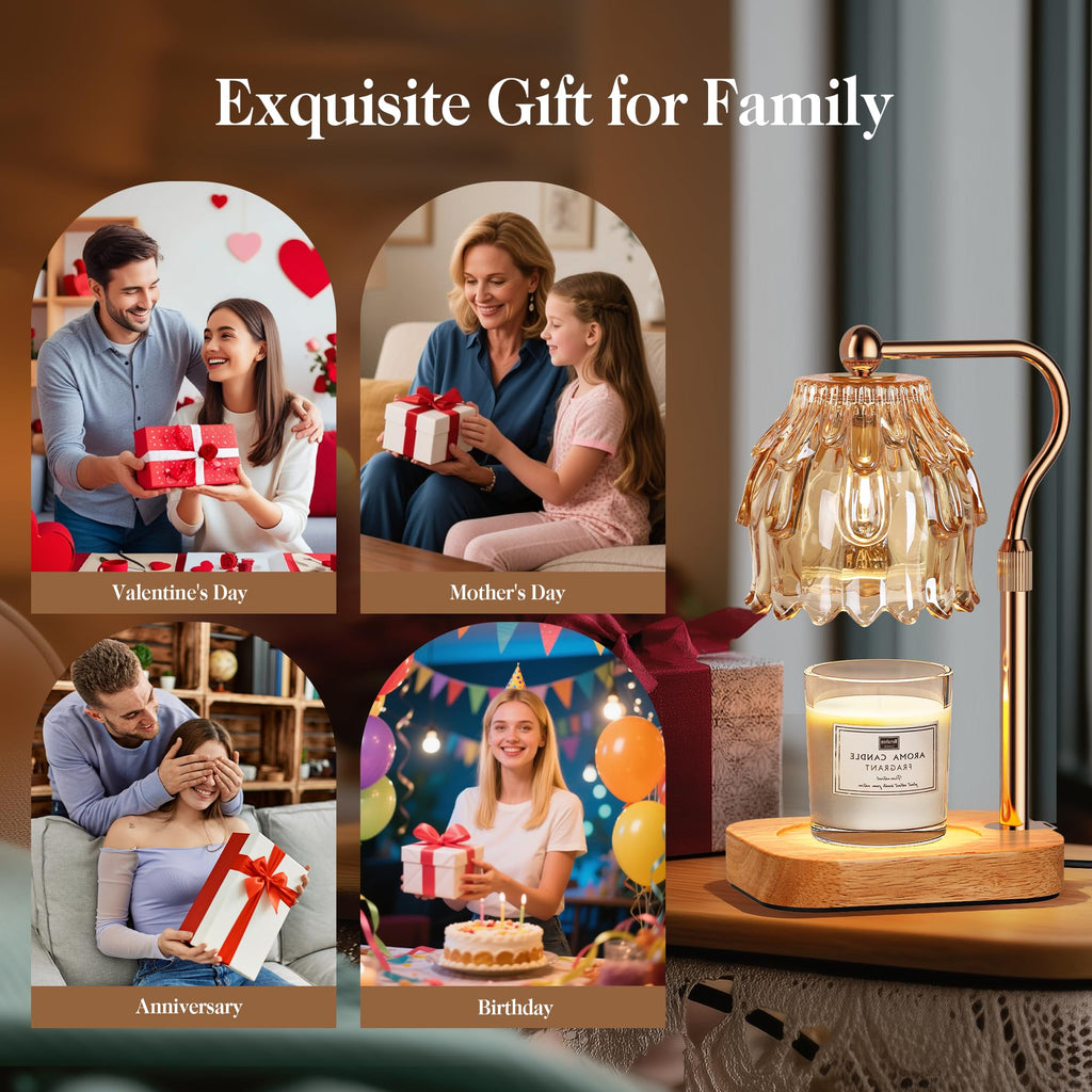 Candle Warmer Lamp with Timer Dimmer Adjustable Height Glass Z786740