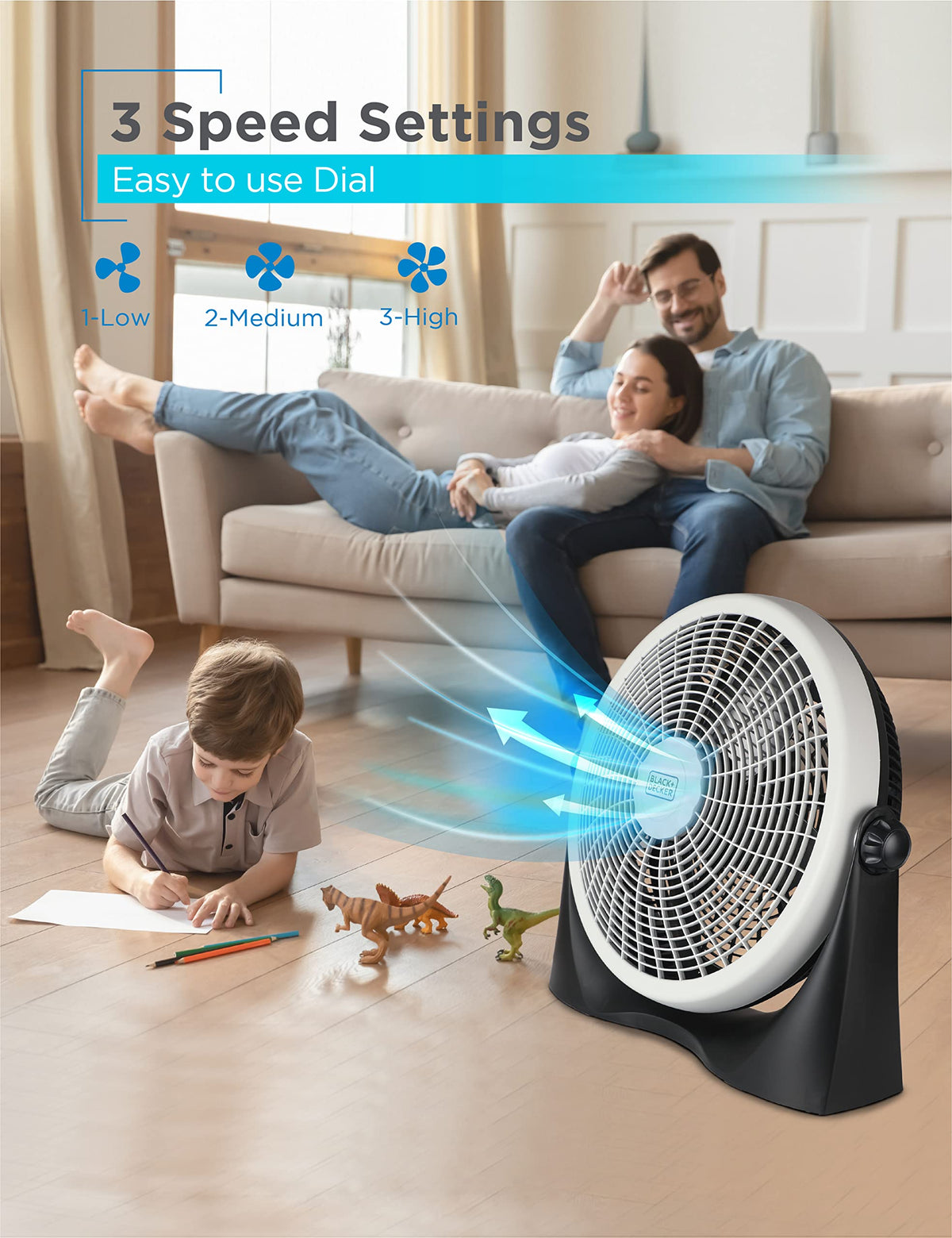 15.6” High Velocity Floor Fan, 3 Speeds W128