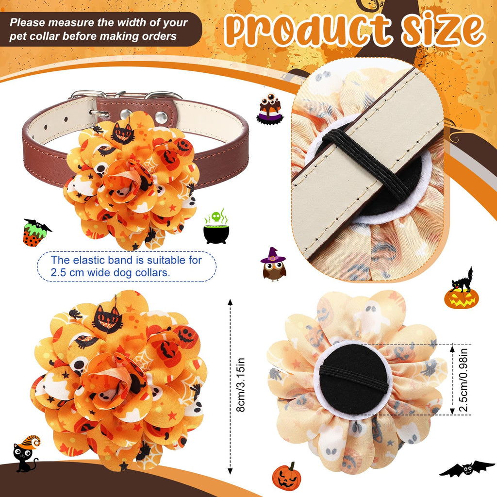 80 Pcs Halloween Dog Collar Flowers Bulk E664699
