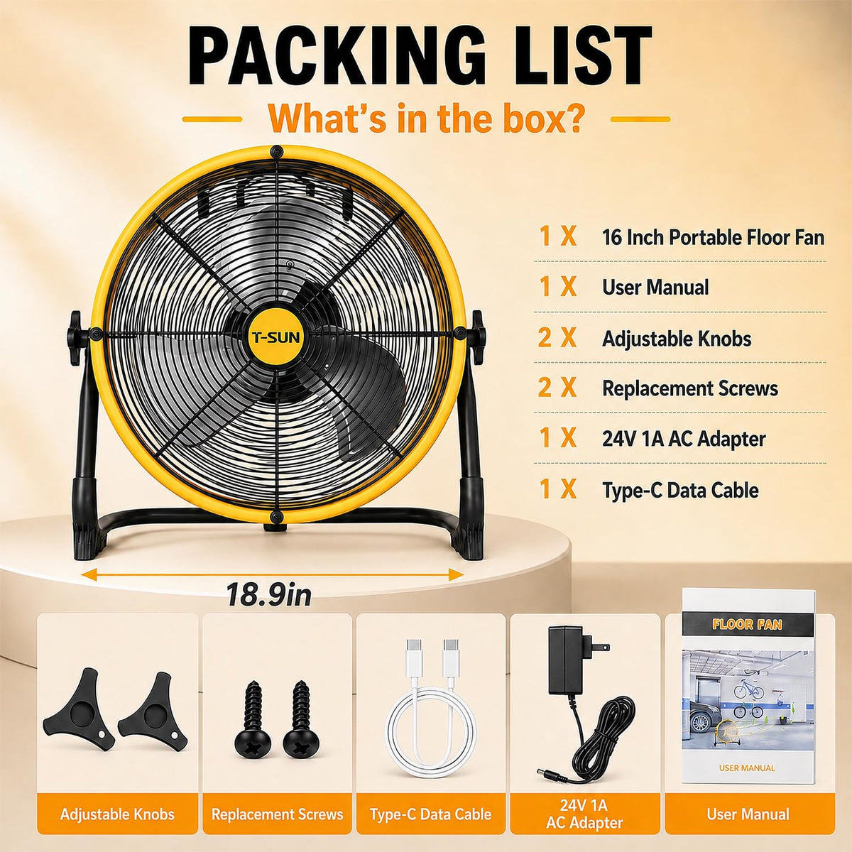 16" Cordless Battery Powered Fan P93644