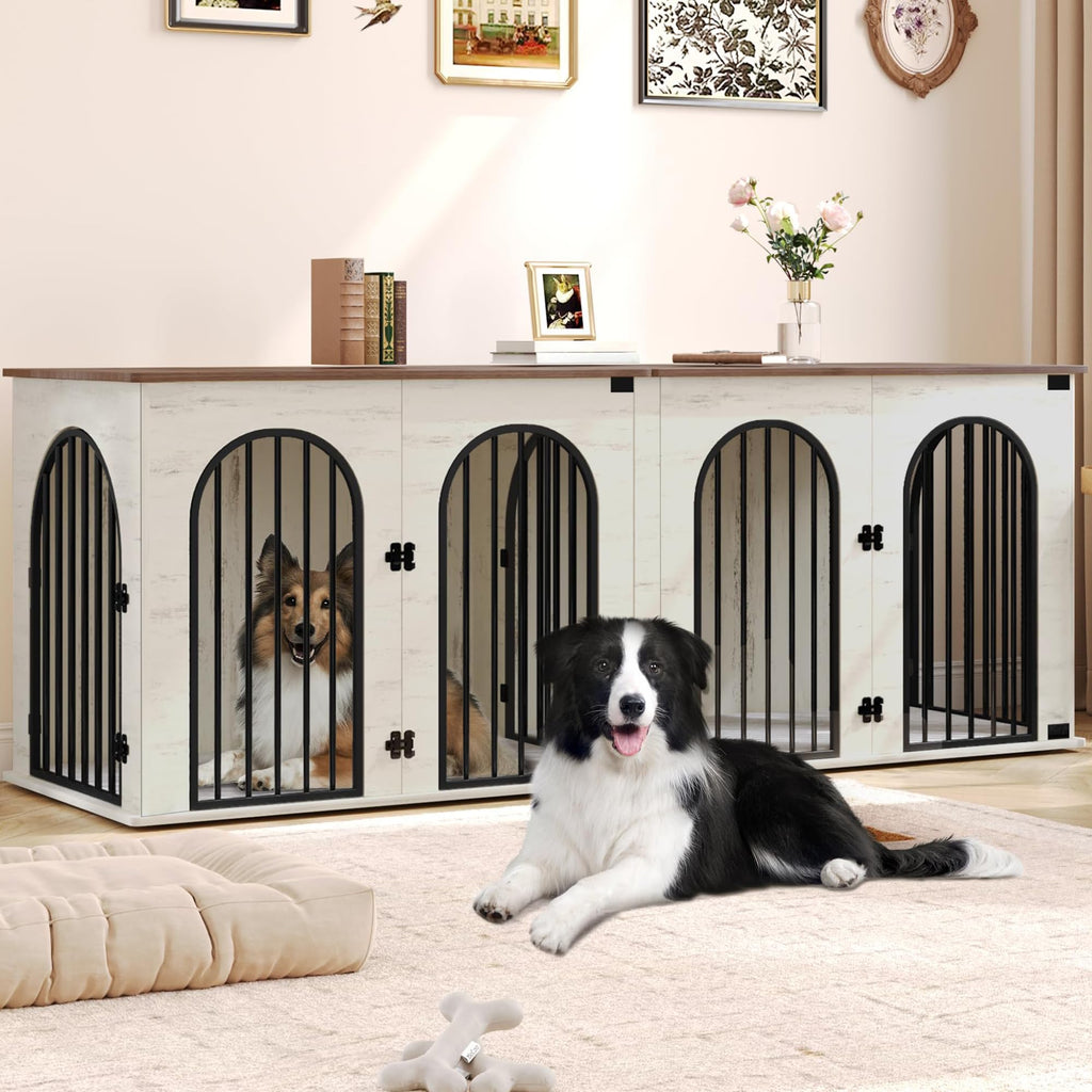 Double Dog Crate Furniture with Cushion K94544