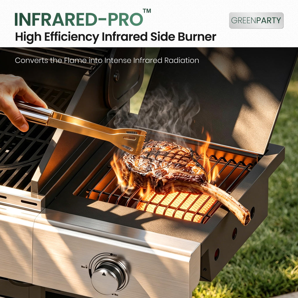 4 Burner Propane Gas Grill with Infrared Side Burner T613
