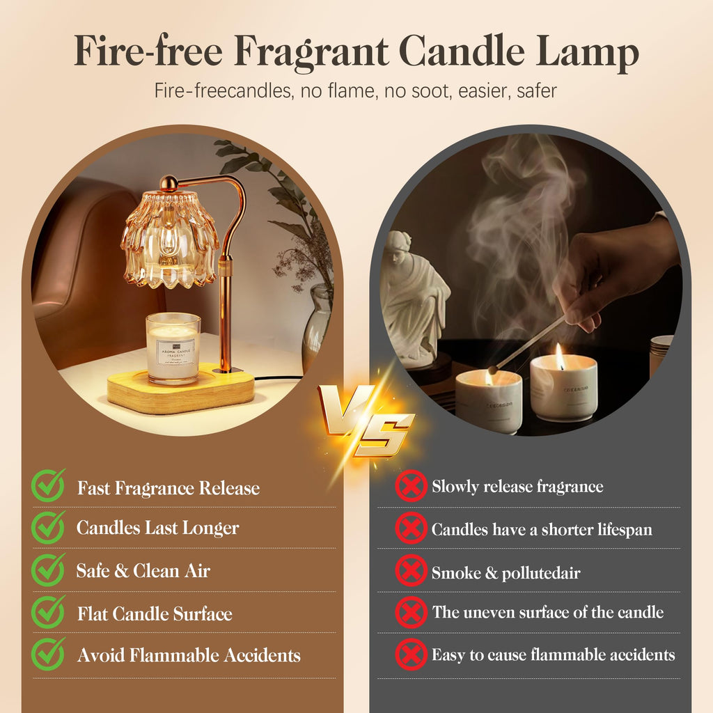 Candle Warmer Lamp with Timer Dimmer Adjustable Height Glass Z786740