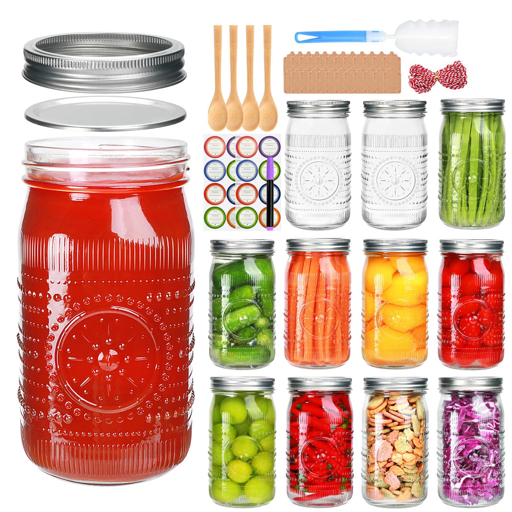 Wide Mouth Mason Jars with Lids 32oz 12 Pack A31808