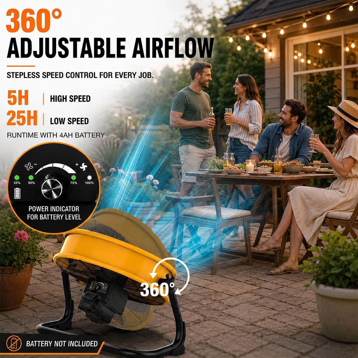 16" Cordless Battery Powered Fan P93644