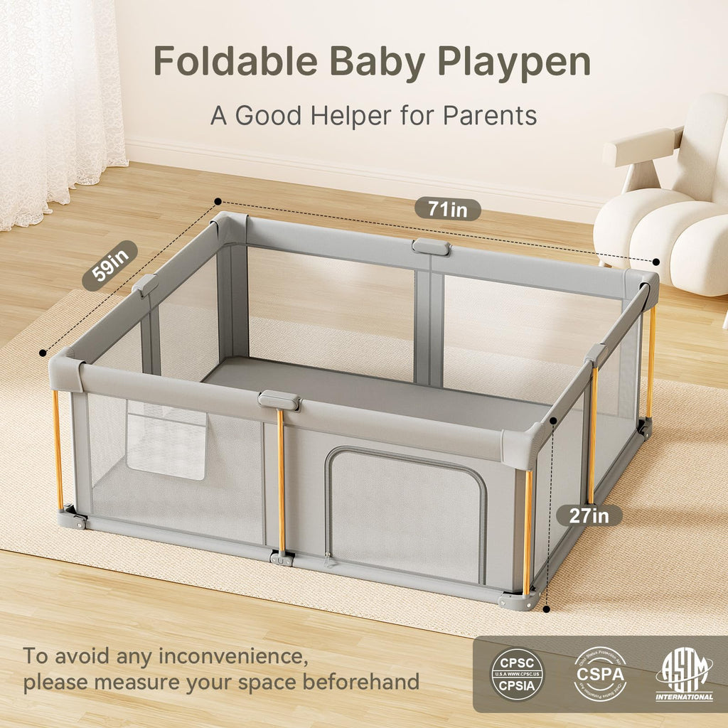 Foldable Baby Playpen with Mat J11856