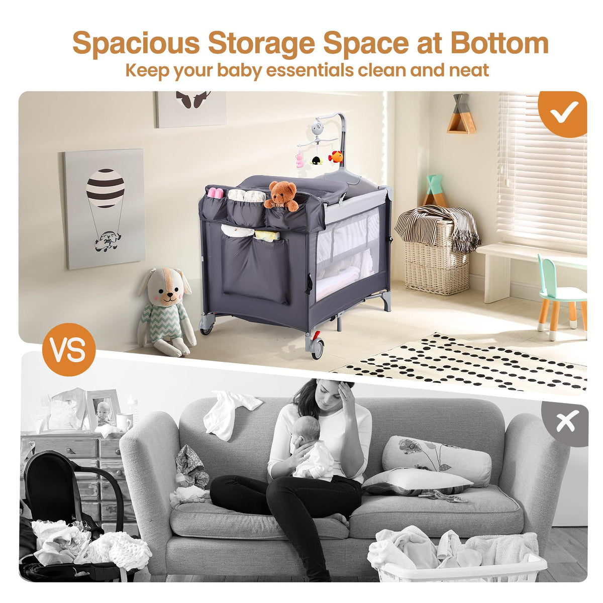 5 in 1 Pack and Play with Bassinet and Changing Table I4108
