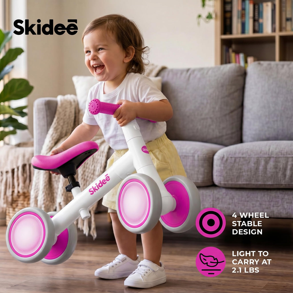 4-Wheel Toddler Balance Bike with LED Wheels I838