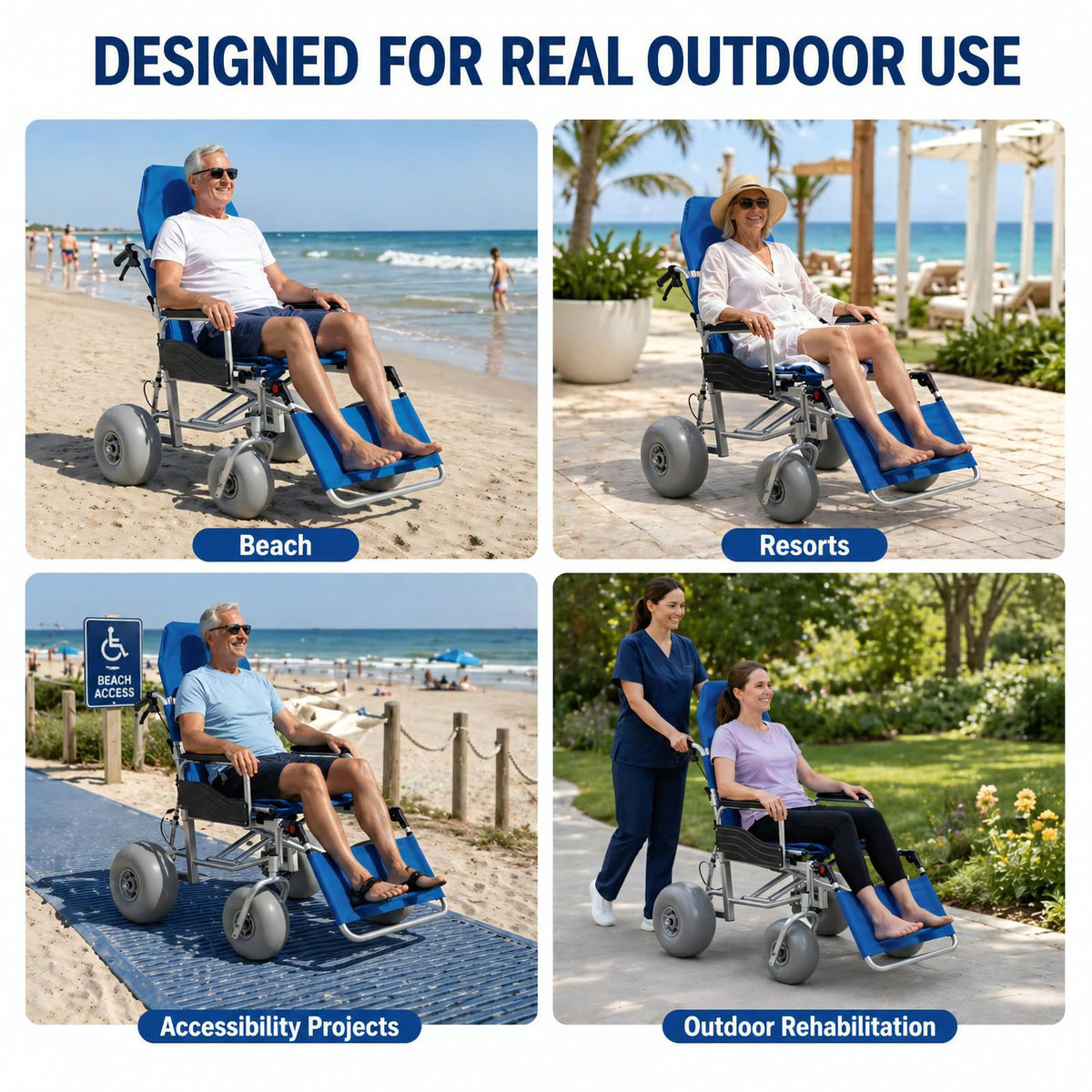 Beach Wheelchair with Balloon Tires I745