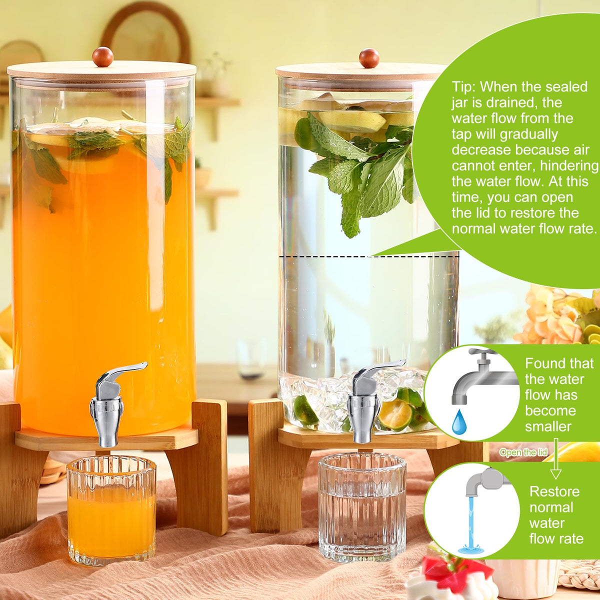 2 Pack 3 Gallon Glass Drink Dispensers A107198