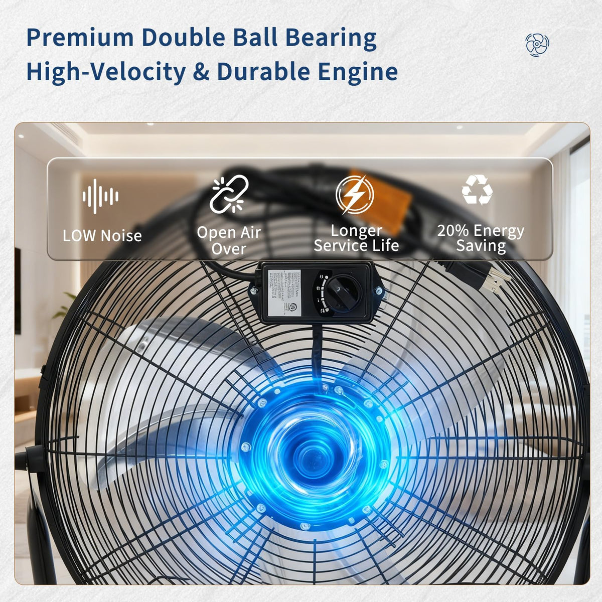 18 Inch 3 Speeds Metal Floor Fan H697646