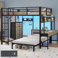 Oak Gray Full Over Twin Bunk Bed with Desk and Drawers B6116
